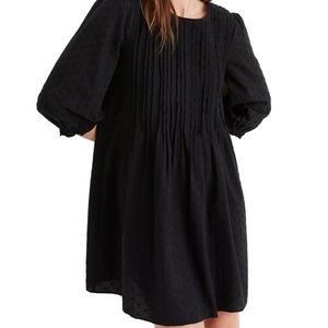 Madewell Embroidered Pintuck Mini Dress in black